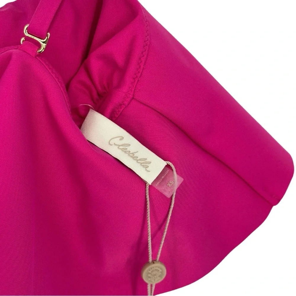 Cleobella NWT Women's XS Amelia Smocked Ruffle One-Piece Swimsuit Magenta‎ Pink